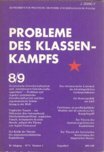 Cover der Problele des Klassenkampfes (PROKLA) 8/9 1973