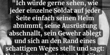 Zitat von Woodie Guthrie: „Ich möchte jeden einzelnen Soldaten auf jeder einzelnen Seite sehen, einfach den Helm abnehmen, das Gepäck abnehmen, das Gewehr ablegen und sich an den Rand einer schattigen Gasse setzen und sagen: Nein, ich werde niemanden töten. Viele reiche Leute wollen kämpfen. Gebt ihnen die Waffen.“