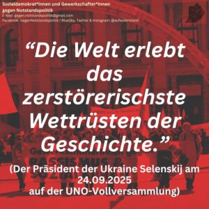 "Die Welt erlebt das zerstörerischste Wettrüsten der Geschichte" (Der Präsident der Ukraine Selenskij am 24.09.2024 auf der UNO-Vollversammlung)