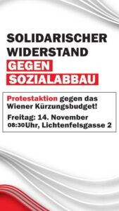 Aufruf zum Protest mit den im Text enthaltenen Daten als Grafik