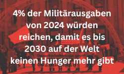 4% der Militärausgaben von 2024 würden reichen, damit es bis 2030 auf der Welt keinen Hunger mehr gibt