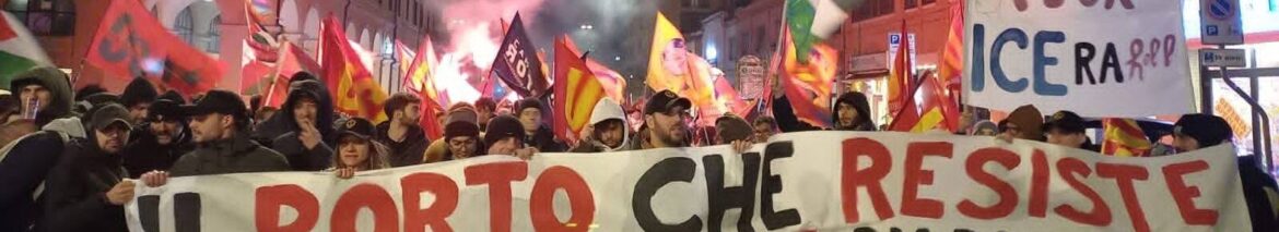 Streiktransparent in Ancona mit dem Text: 